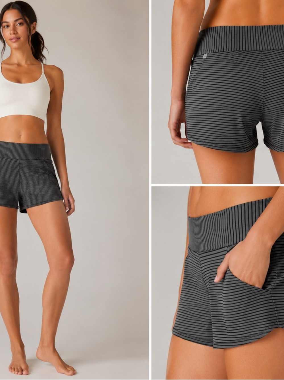 lululemon athletica High-Waist Striped Shorts - Gray and Black